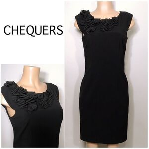 CHEQUER sheath dress with detailed neckline. NWOT